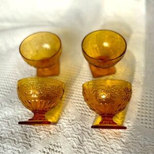 Indiana Amber Glass Daisy Pattern Low Footed Sherbet Dishes